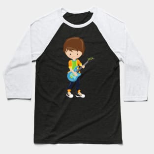 Rock Boy, Brown Hair, Guitar Player, Band, Music Baseball T-Shirt